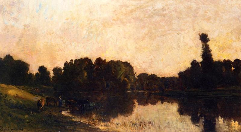 Charles-Francois Daubigny Daybreak, Oise Ile de Vaux France oil painting art